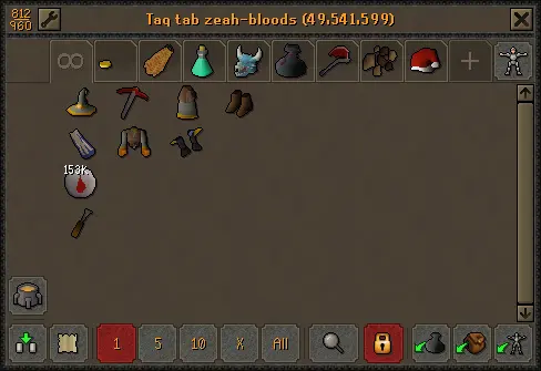 My in-game bank tabs after changing them.